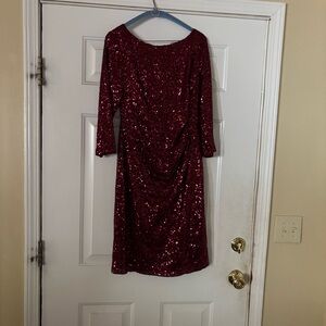 Elegant Burgundy Sequin Dress